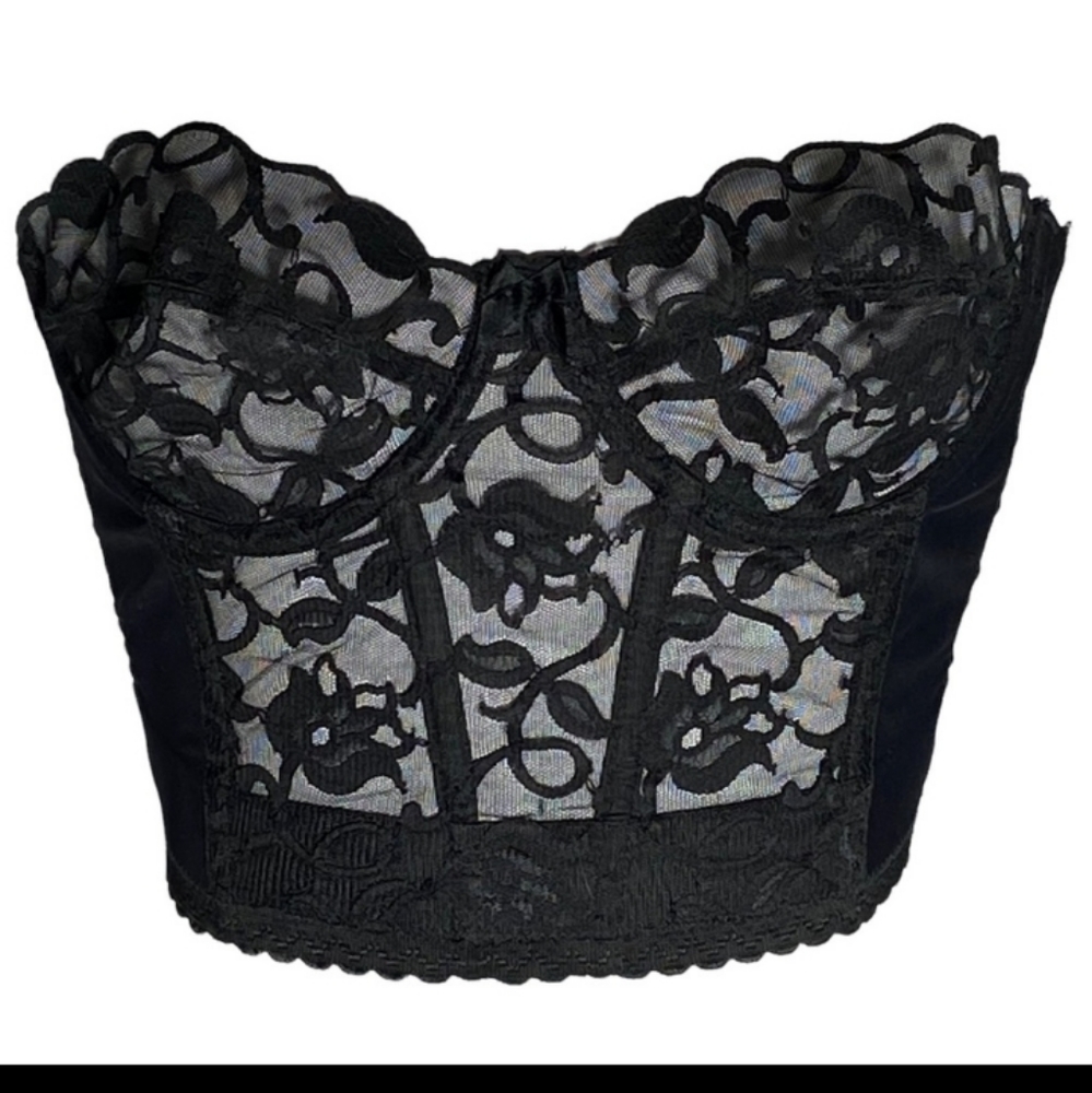 VICTORIAS SECRET GOLD LABEL VINTAGE BLACK LACE CORSET SIZE 36B - Picture 1 of 16